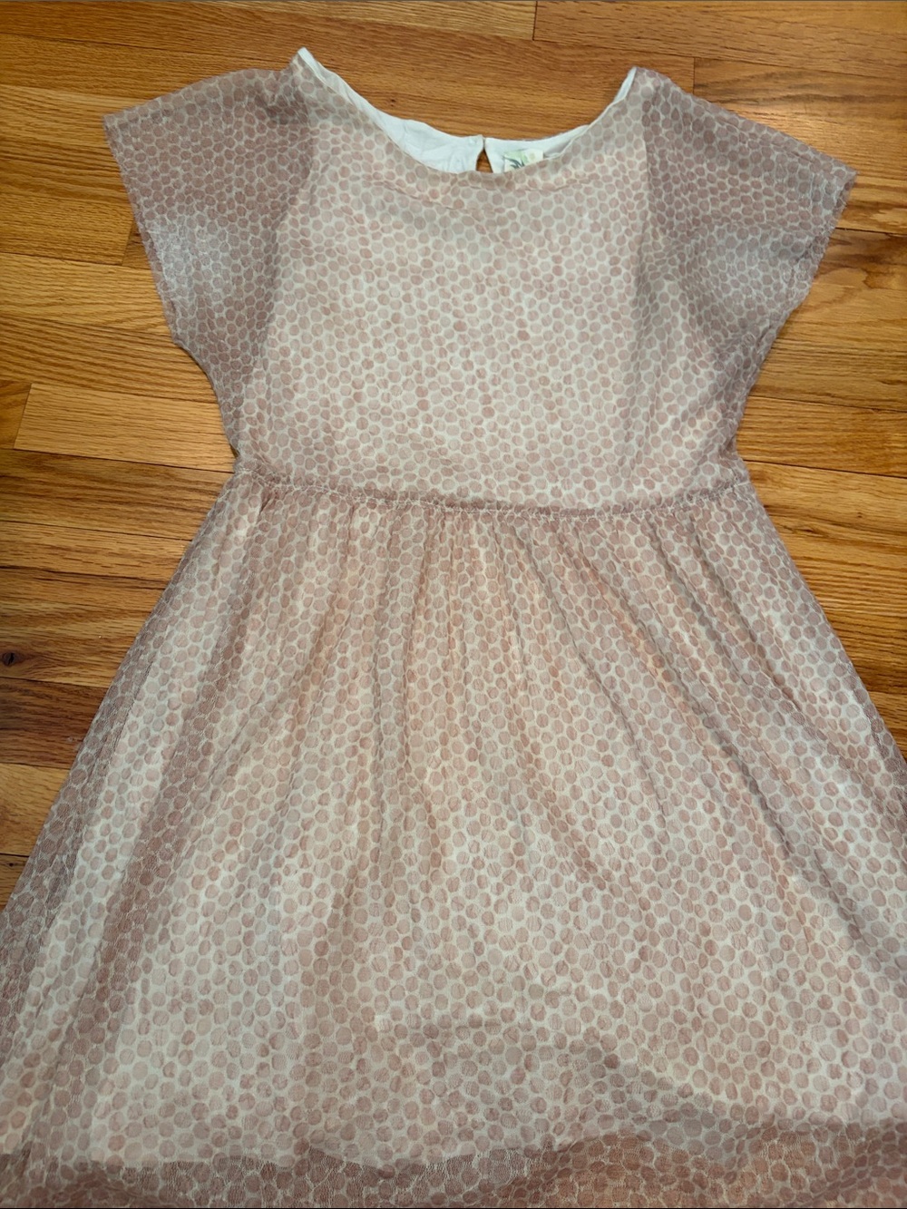 Anthropologie Blush Dot Overlay Party Dress